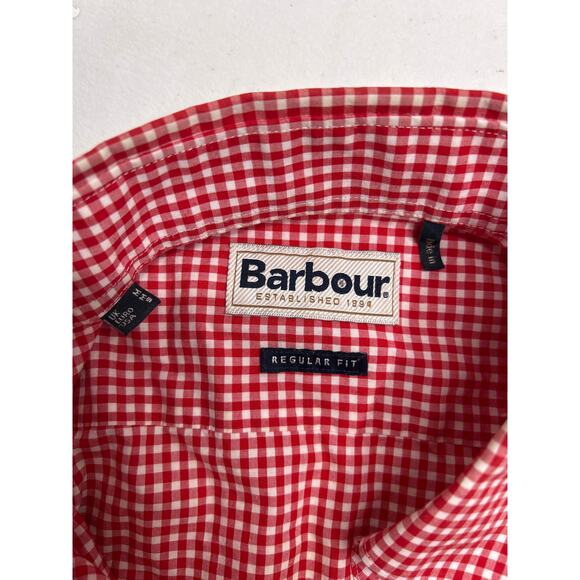 BARBOUR MEN'S STAPELTON RED/WHITE CHECK L/S SHIRT Size S. Tailored Fit - Picture 3 of 6